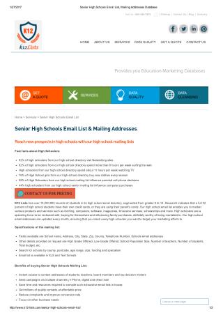 Senior High School Mailing List