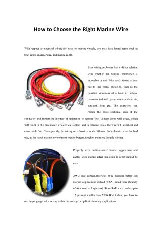 How to Choose the Right Marine Wire