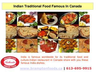 Indian Traditional Food Famous In Canada