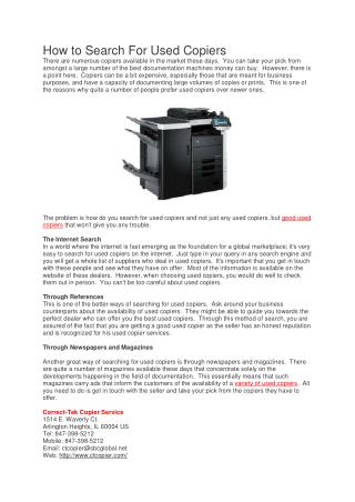 How to Search For Used Copiers