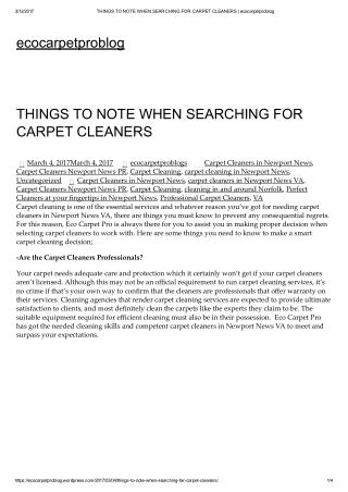 THINGS TO NOTE WHEN SEARCHING FOR CARPET CLEANERS