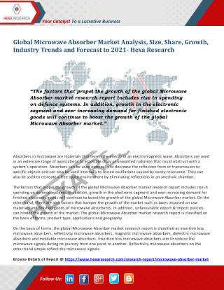 Microwave Absorber Market Analysis, Size, Share, Growth and Forecast to 2021 - Hexa Research