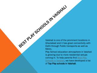 Best Play School in Vaishali