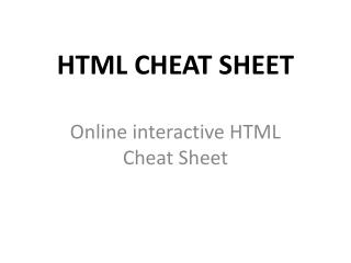 HTML CHEAT SHEET