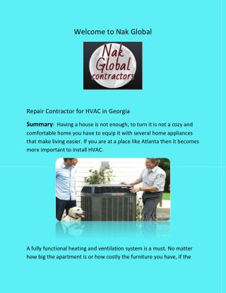Repair Contractor for HVAC in Georgia