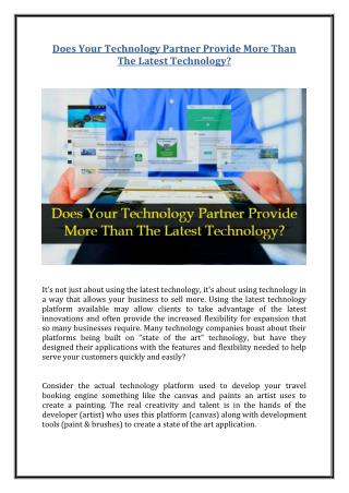 Does Your Technology Partner Provide More Than The Latest Technology