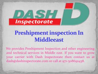 Preshipment inspection In Middleeast