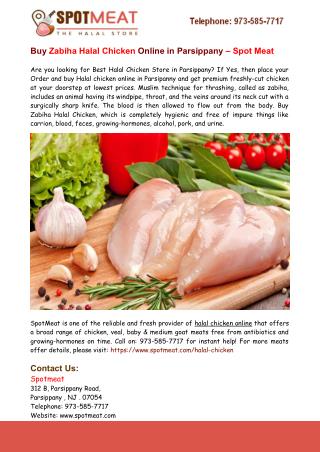 Buy Zabiha Halal Chicken Online in Parsippany