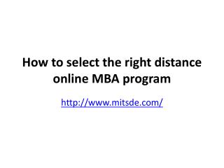 How to select the right distance online MBA program