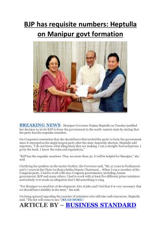 BJP has requisite numbers: Heptulla on Manipur govt formation