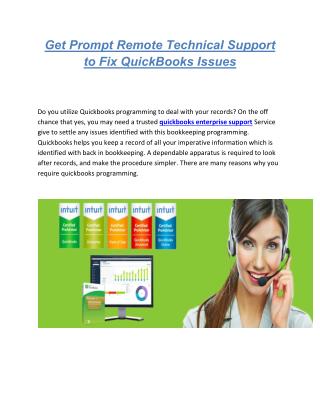 Get Prompt Remote Technical Support to Fix QuickBooks Issues