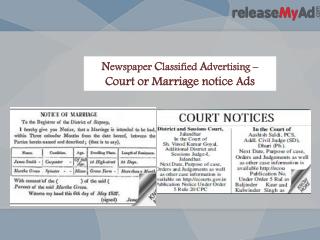 Court or marriage notice ads in newspaper