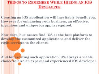 Remember These Points Before Hiring an IOS Developer