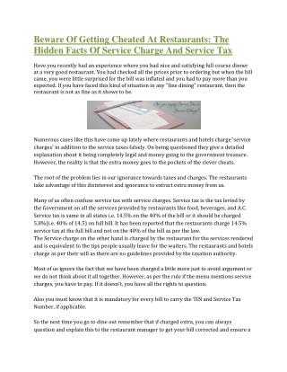 Beware of getting cheated at restaurants: The hidden facts of service charge and service tax