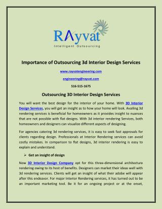 Importance Of Outsourcing 3D Interior Design Services
