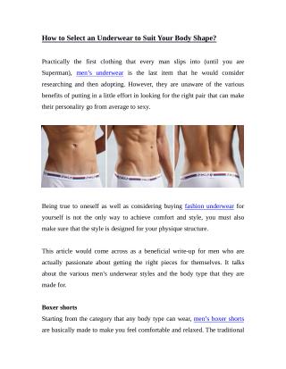 How To Select An Underwear To Suit Your Body Shape?