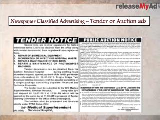 Tender or Auction ads in newspaper.