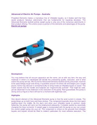 Advanced of Electric Air Pumps - Australia