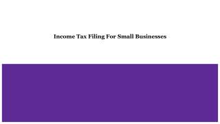 Income Tax Filing For Small Businesses