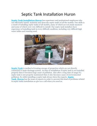 Septic Tank Installation Huron