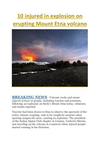10 injured in explosion on erupting Mount Etna volcano