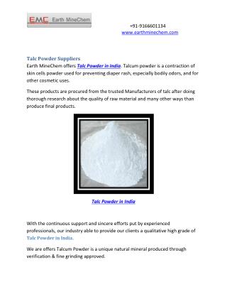 Talc powder in India