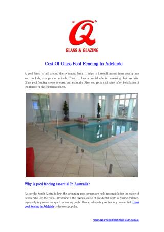 Cost Of Glass Pool Fencing In Adelaide