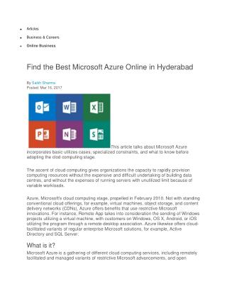 Find the Best Microsoft Azure Online in Hyderabad