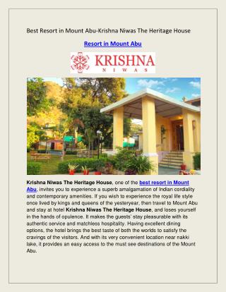 Best Resort in Mount Abu