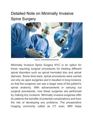 Detailed Note on Minimally Invasive Spine Surgery