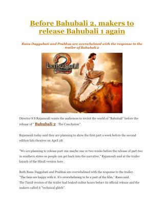 Before Bahubali 2, makers to release Bahubali 1 again