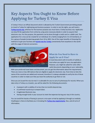 Key Aspects You Ought to Know Before Applying for Turkey E Visa