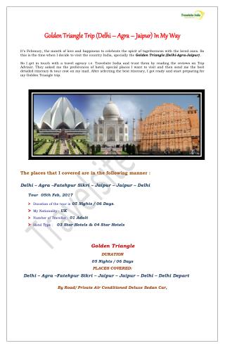 Golden Triangle Trip (Delhi – Agra – Jaipur) In My Way