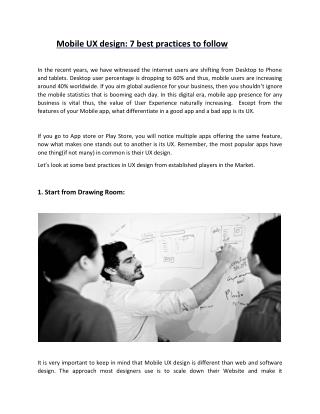 Mobile UX design Company : 7 best practices to follow