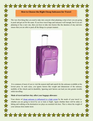 How to Choose the Right Cheap Suitcases for Travel