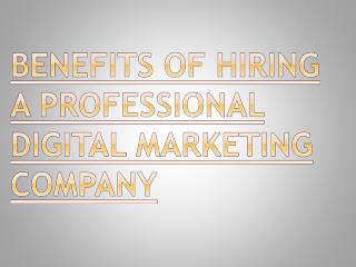Advantages of Hiring a Professional Digital Marketing Company