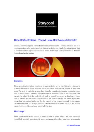 Home Heating Systems – Types of House Heat Sources to Consider