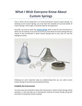 What I Wish Everyone Knew About Custom Springs