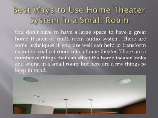 Best Ways to Use Home Theater in a Small Room