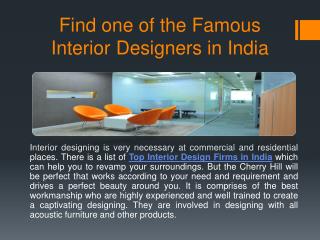 Find one of the Famous Interior Designers in India