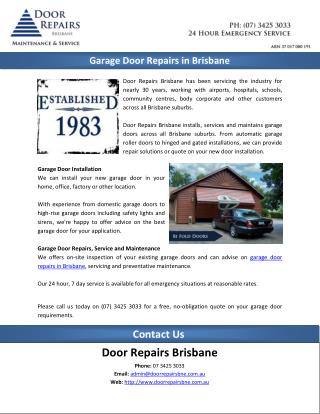 Garage Door Repairs in Brisbane