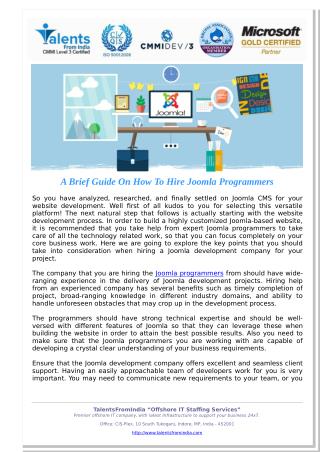 A Brief Guide On How To Hire Joomla Programmers