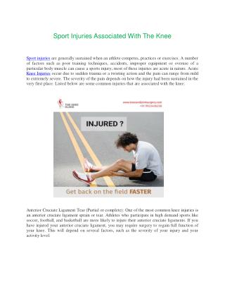 Sports injuries treatment in Pune | The Knee Klinik