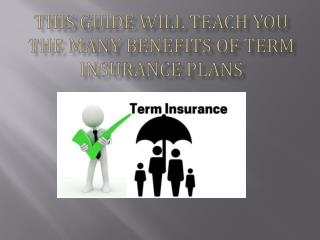 This guide will teach you the many benefits of Term Insurance Plans