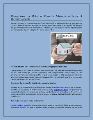 Recognizing the Roles of Property Advisors in Favor of Buyers’ Benefits