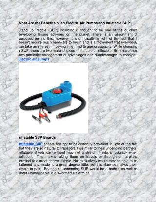 What Are the Benefits of an Electric Air Pumps and Inflatable SUP