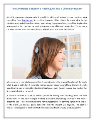 The Difference Between a Hearing Aid and a Cochlear Implant