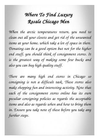 Luxury Resale Chicago Men