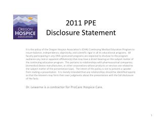 2011 PPE Disclosure Statement