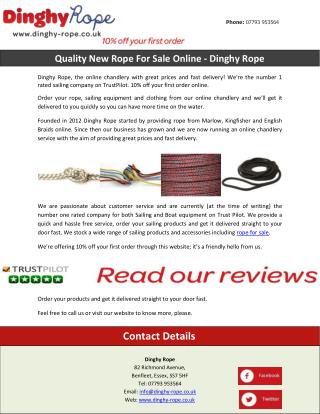 Quality New Rope For Sale Online - Dinghy Rope